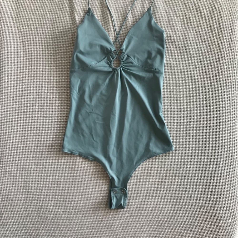 Dynamite teal strappy bodysuit - Picture 2 of 5